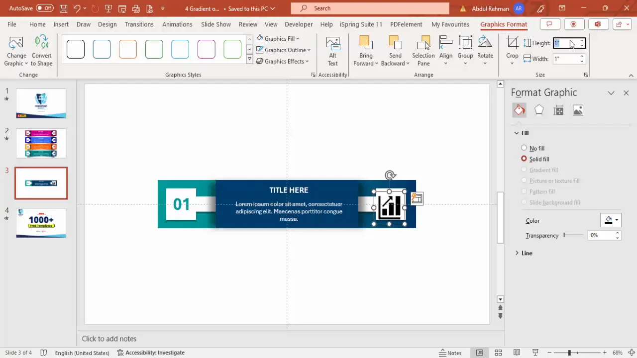 Inserting and formatting icons for options
