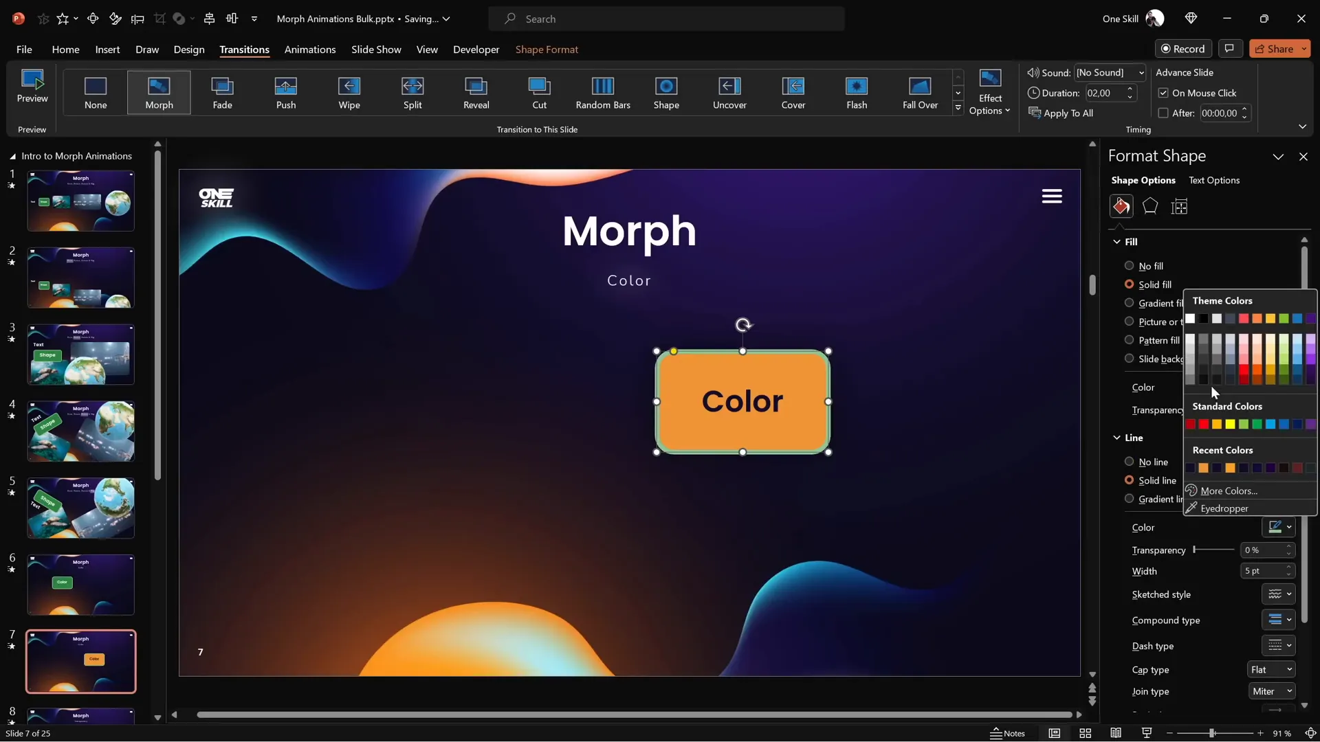 Color change morph animation
