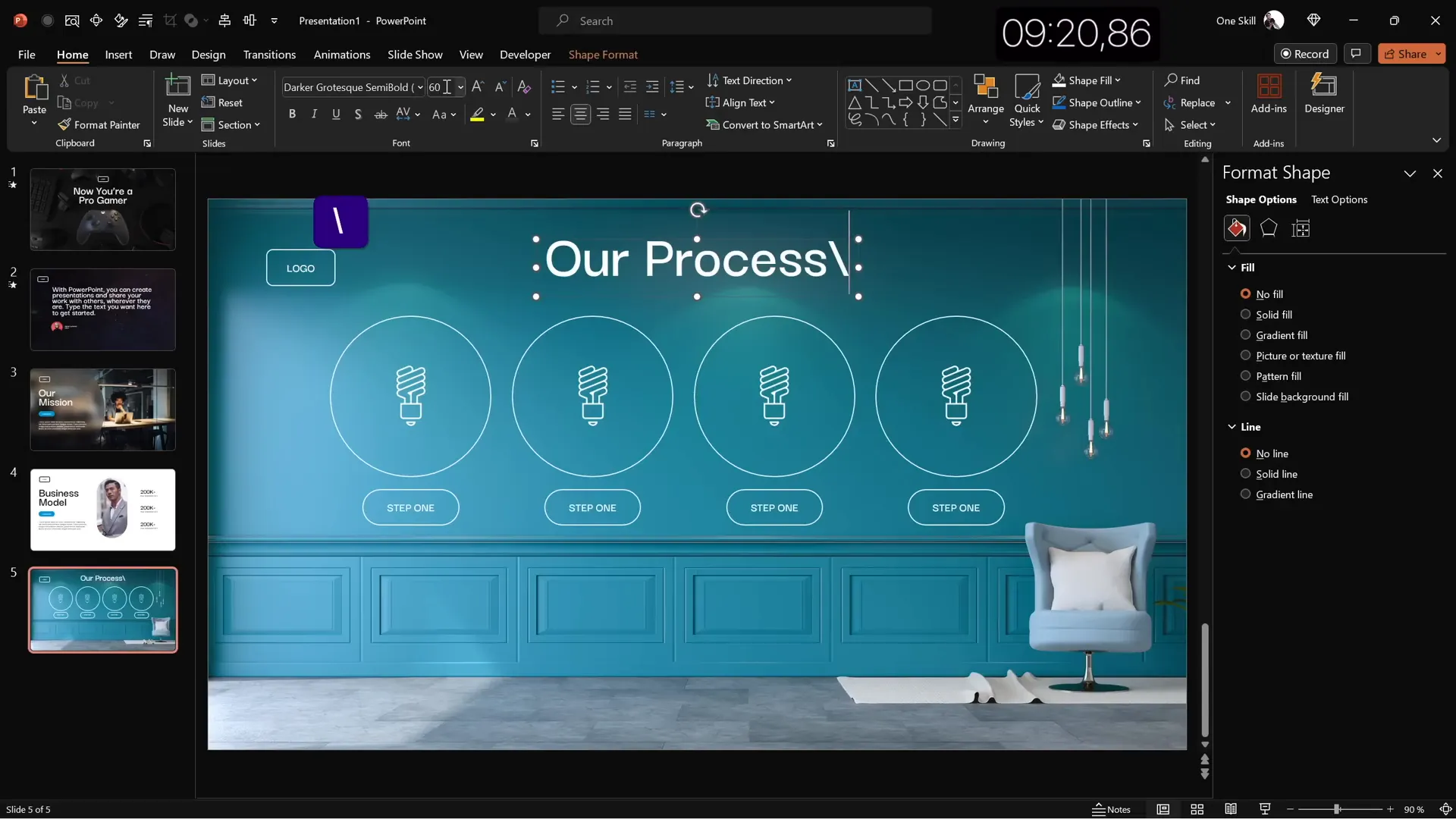 Process infographic with circles, icons, and step labels