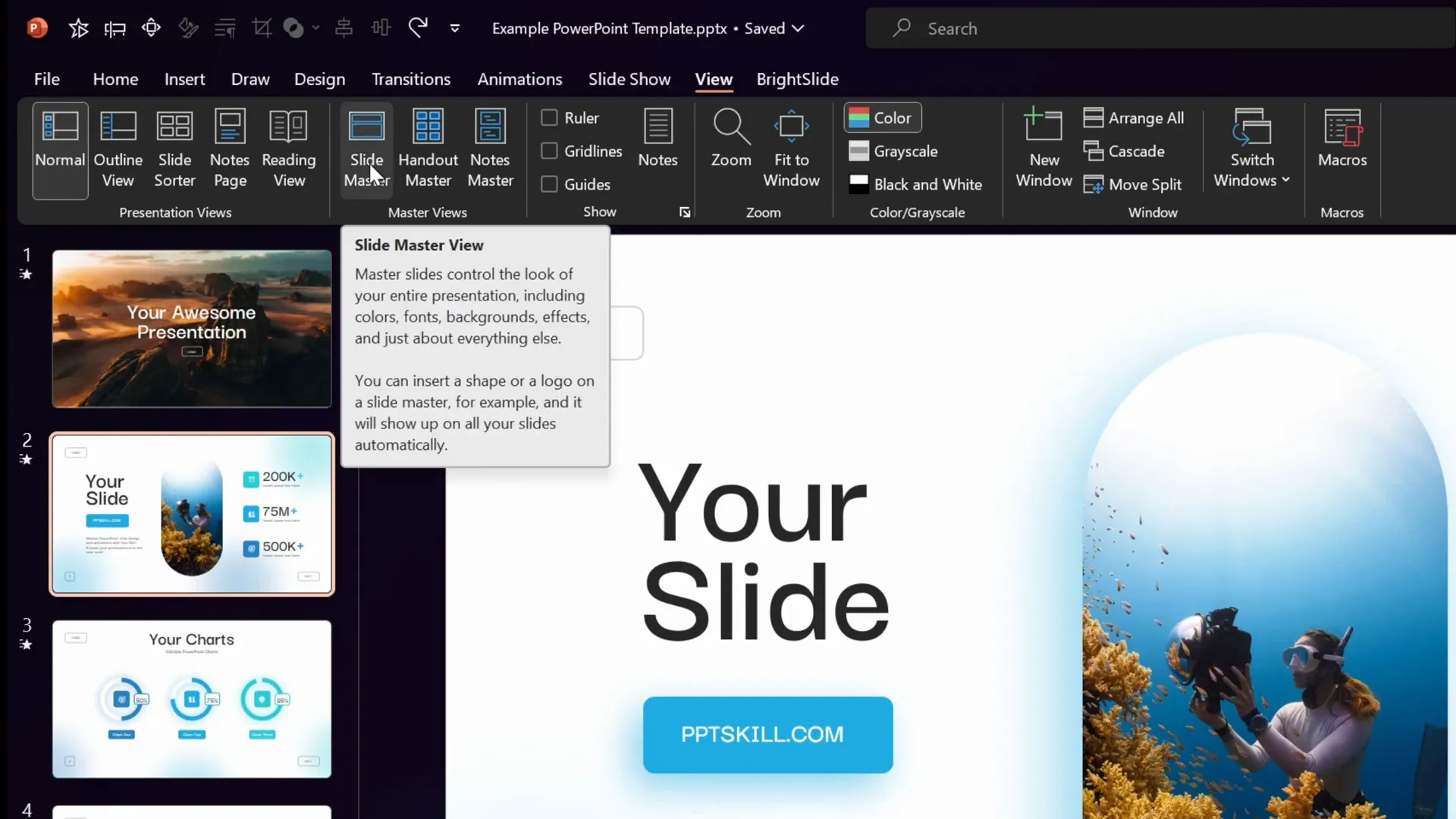 Editing logo position in slide master