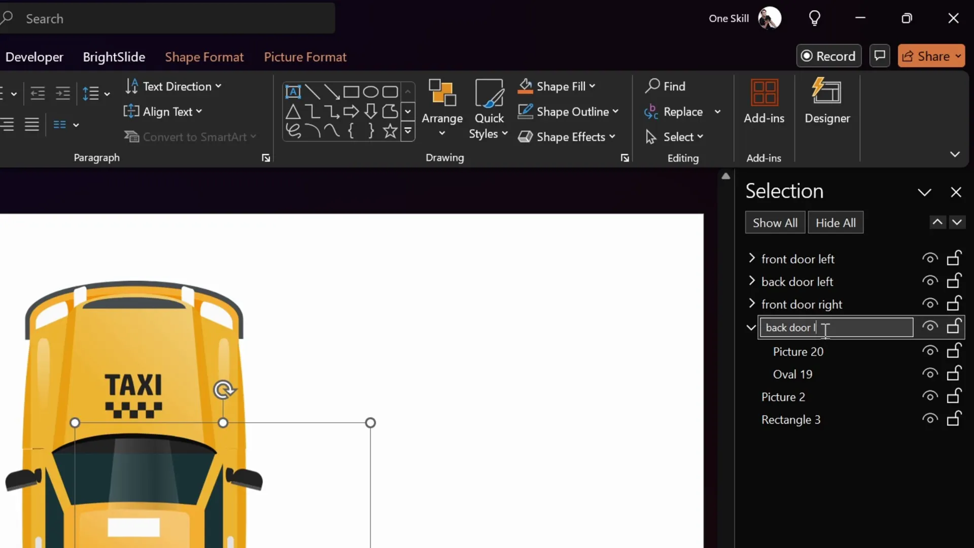 Selection pane with renamed door groups for easy management