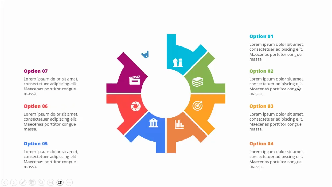 Demonstration of clicking through different options on the infographic slide
