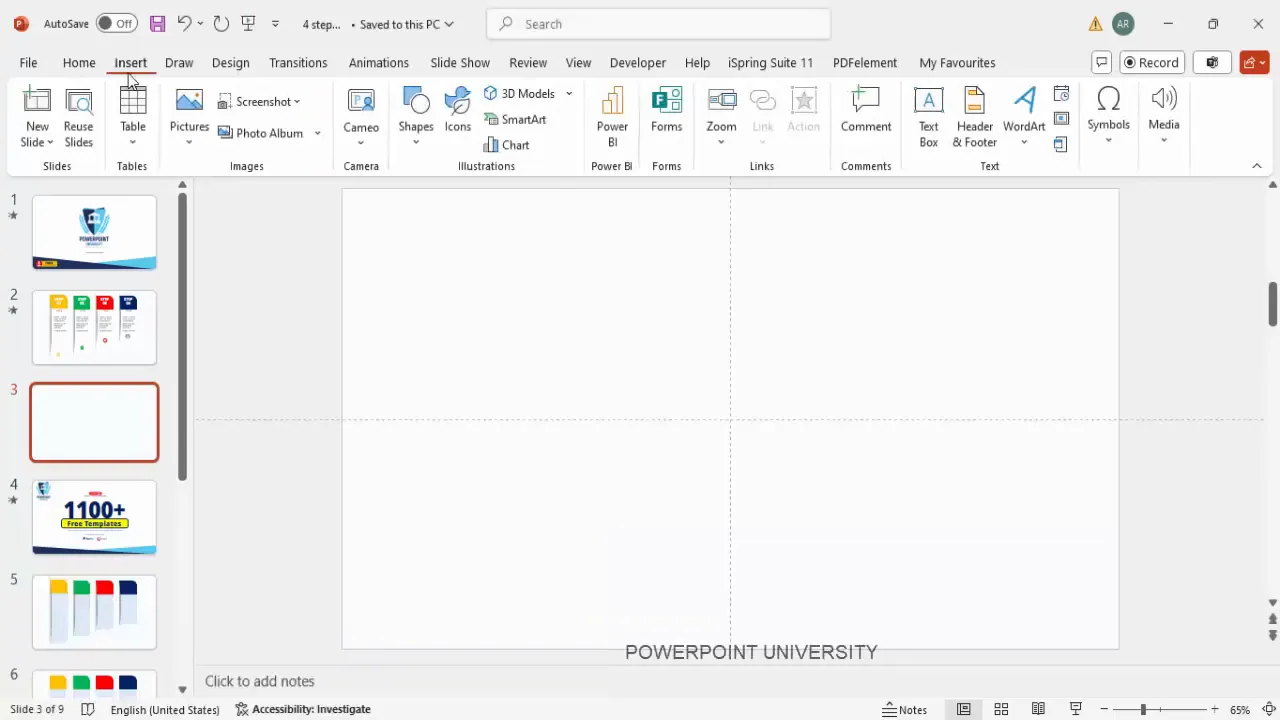 PowerPoint slide with light background and guides enabled