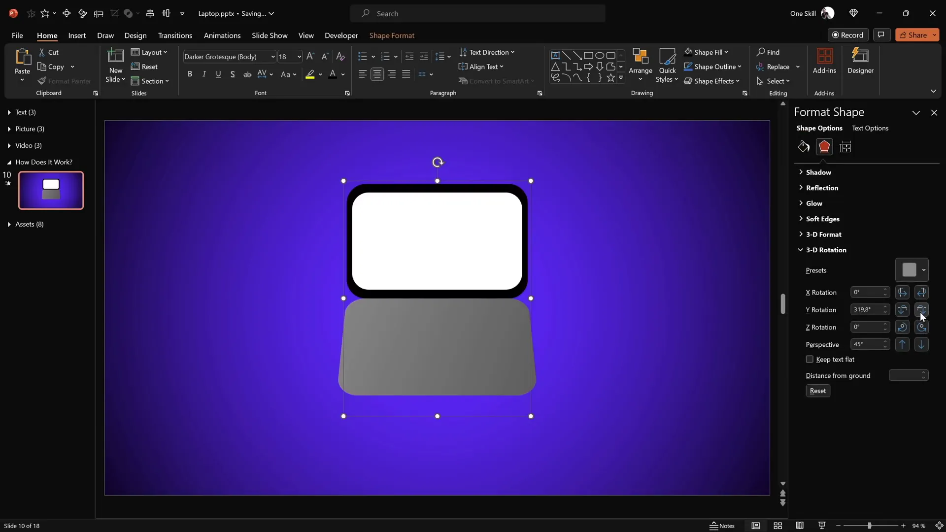 Hiding the duplicate keyboard shape for clean rotation