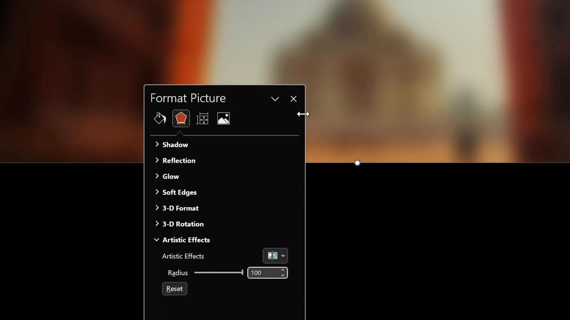 Blurry photo header created with rectangle mask in PowerPoint