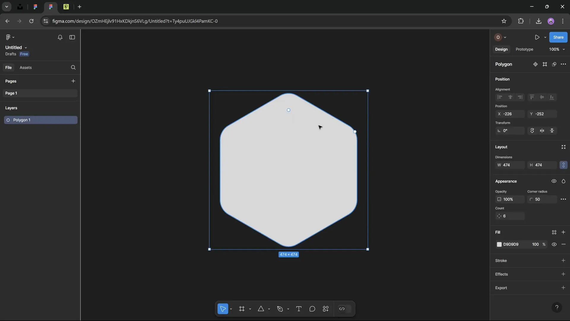 Creating rounded hexagon in Figma