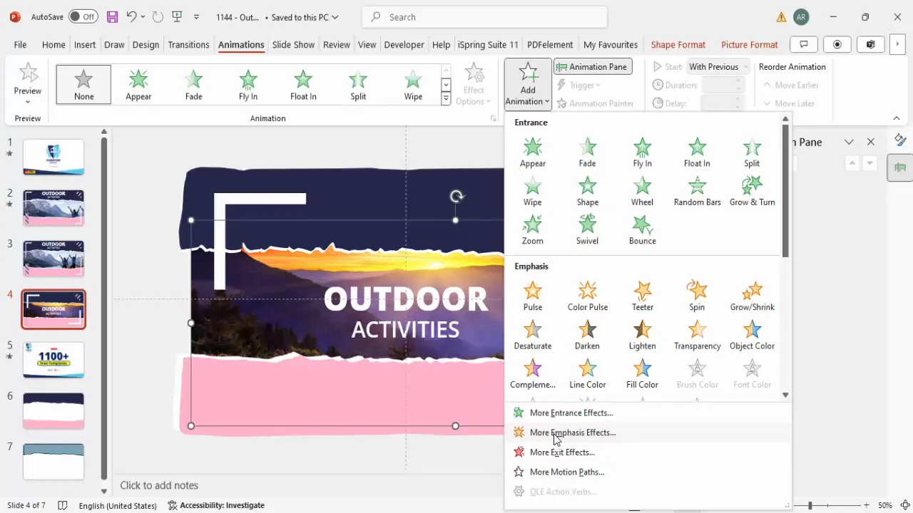 Adding and adjusting motion path animation to background image