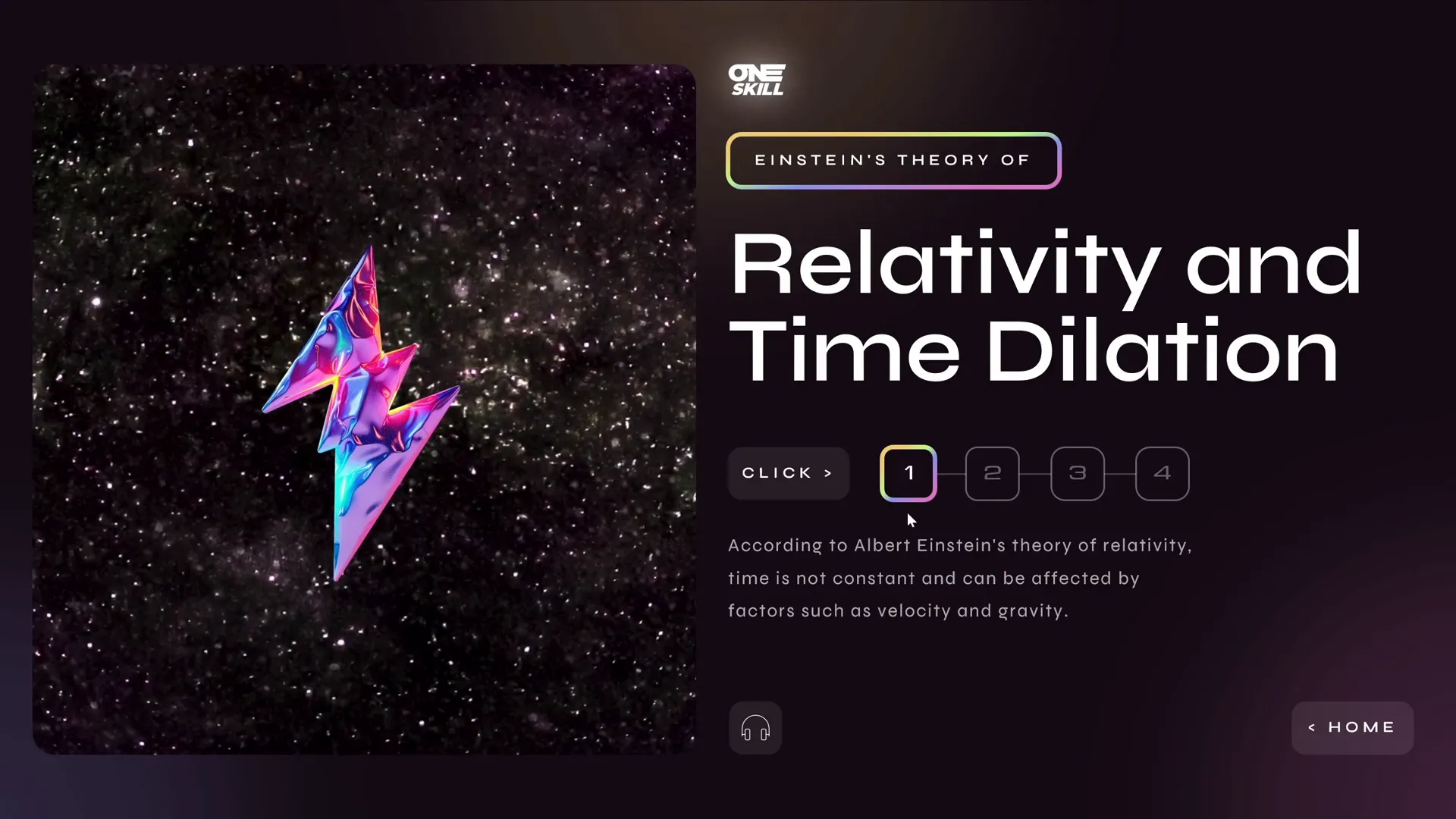 Interactive menu on detail slide with text navigation and audio button