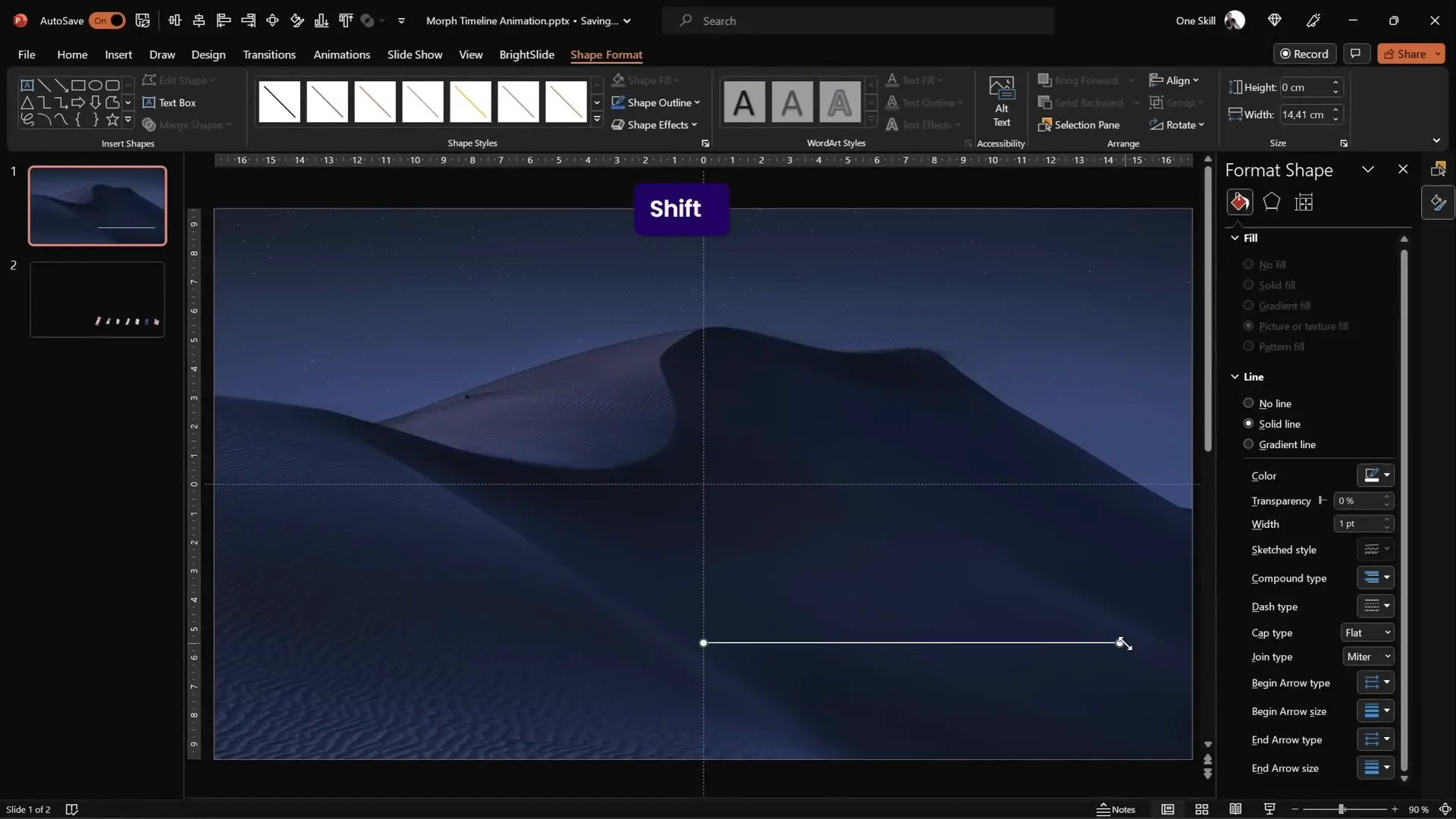 Drawing a horizontal timeline line