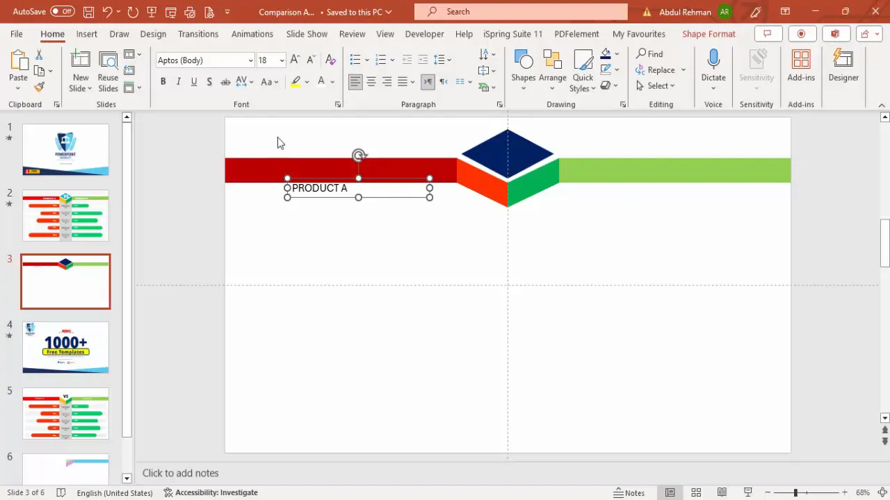 Adding product names and versus label in the slide