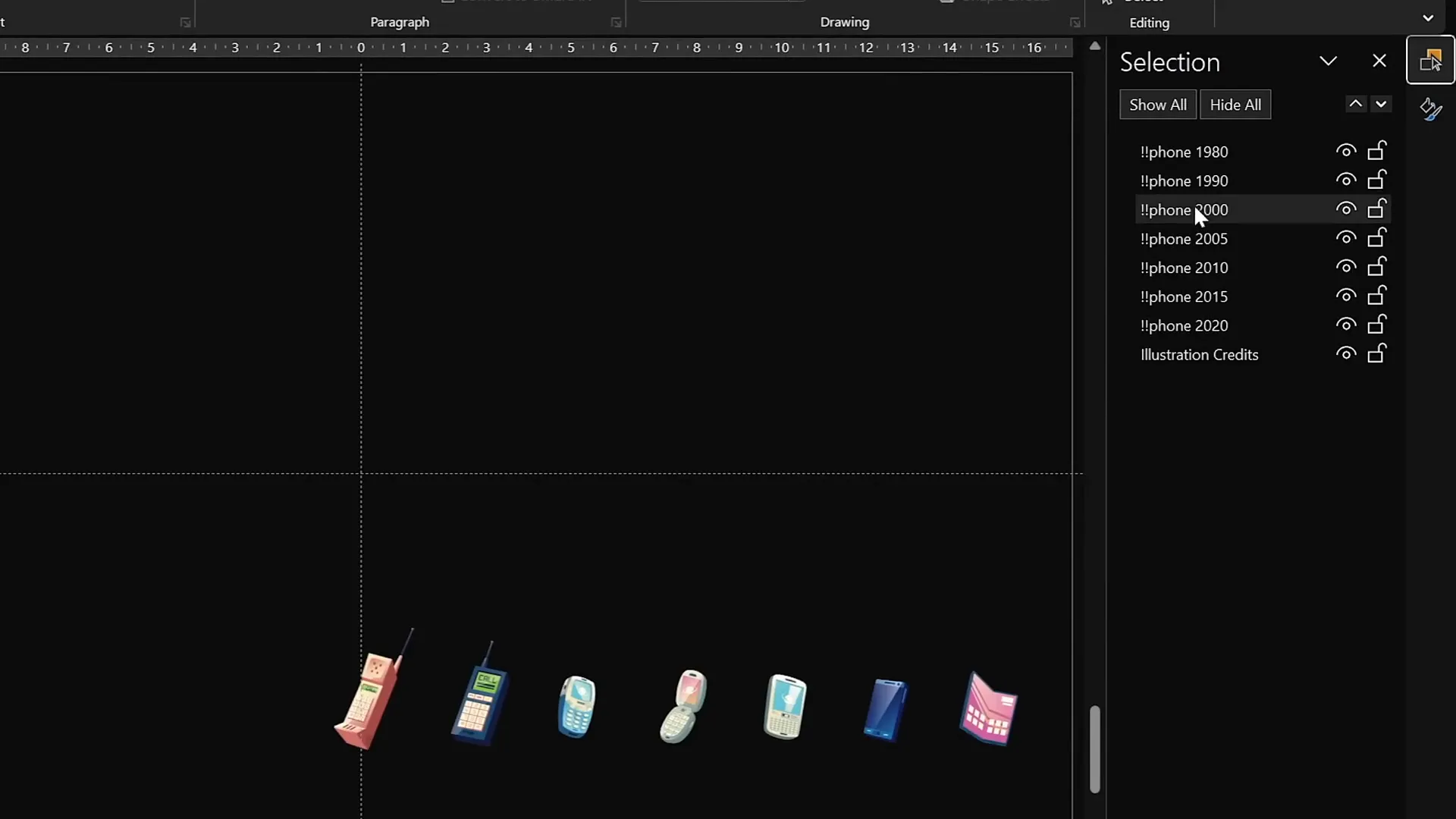 Naming phone illustrations in selection pane