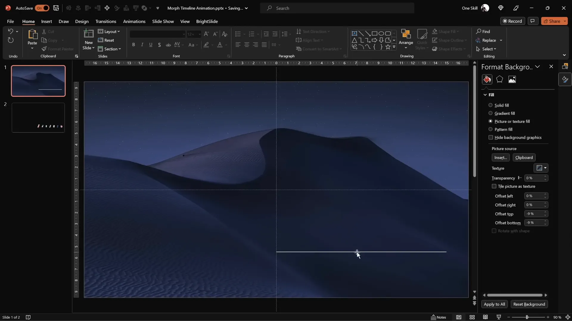 Horizontal line inserted for timeline base