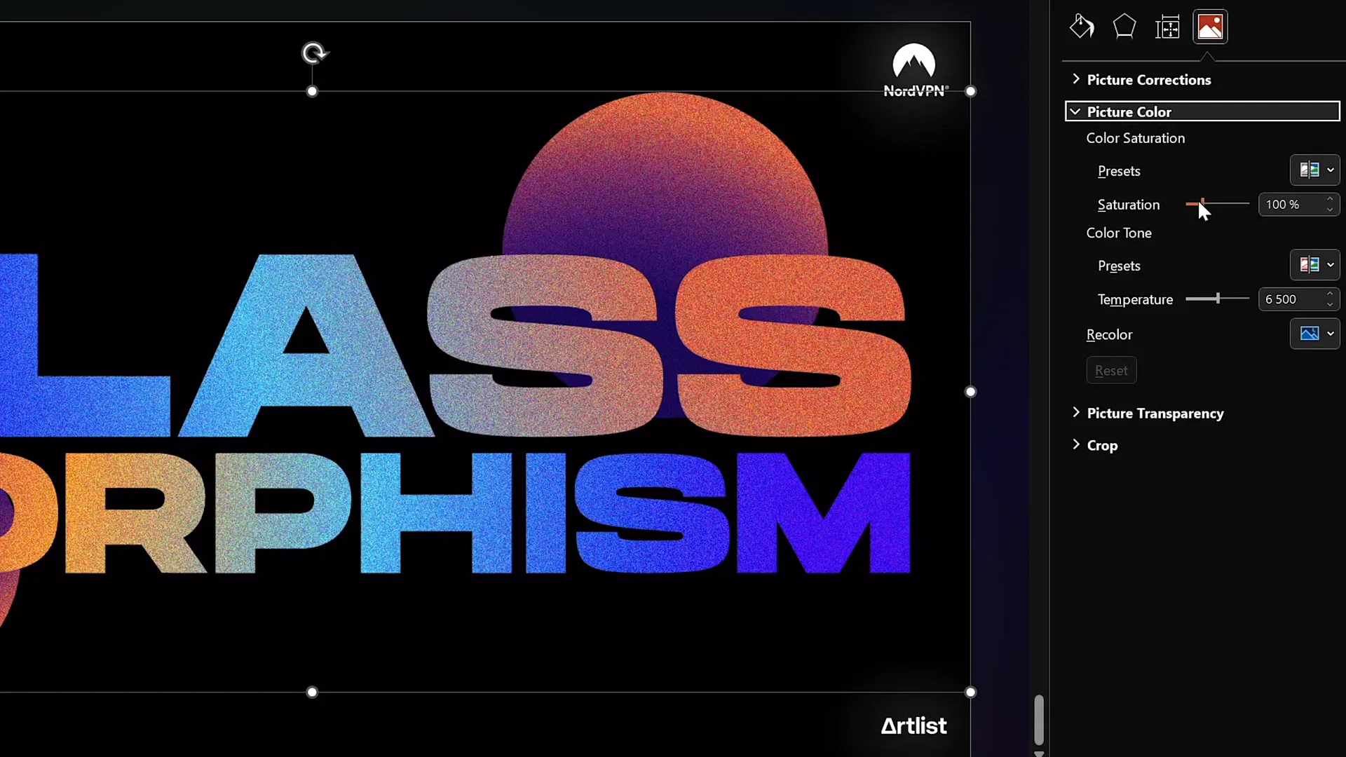 Applying film grain and color adjustments to picture