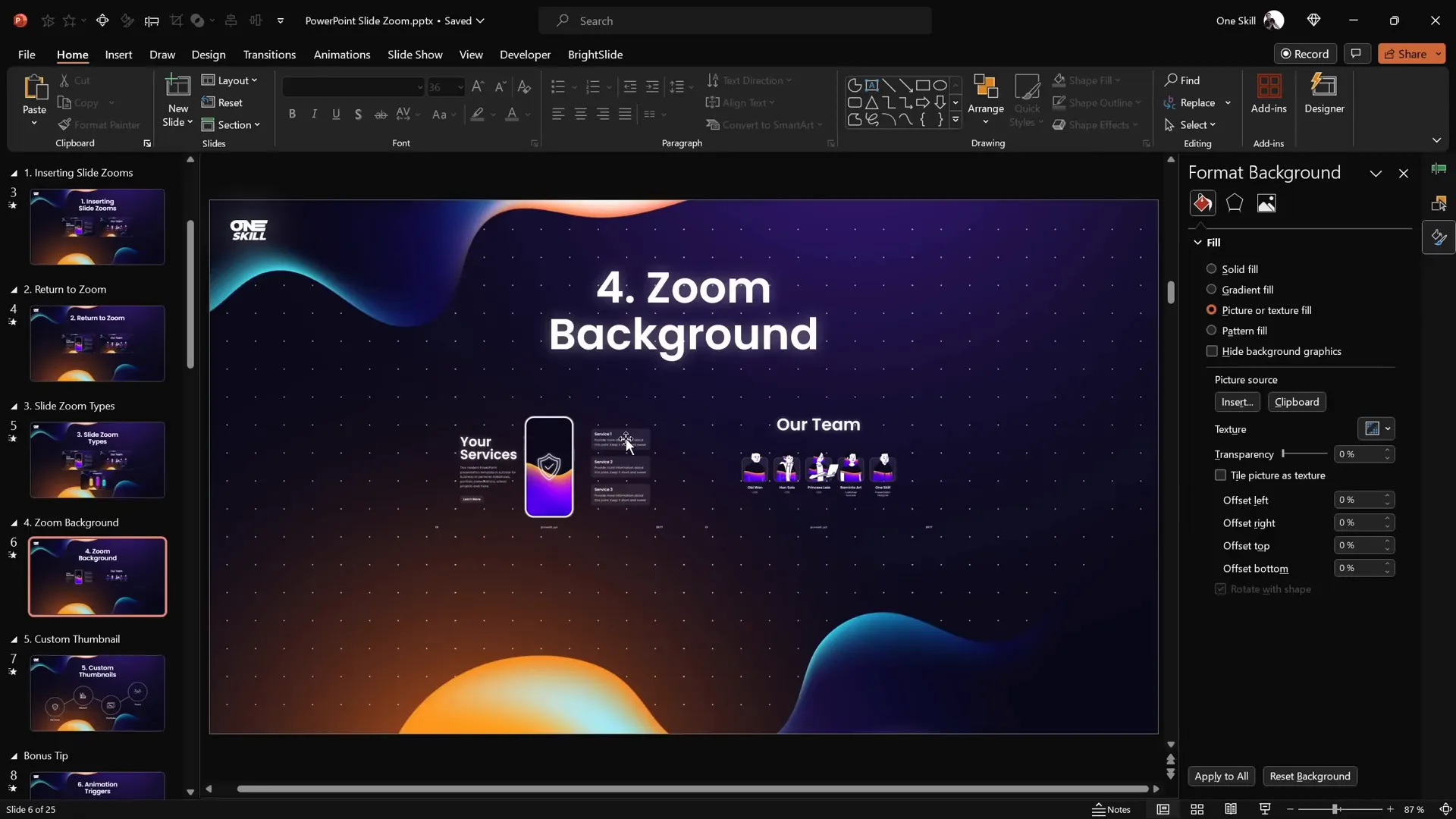 Applying transparent background to Slide Zooms