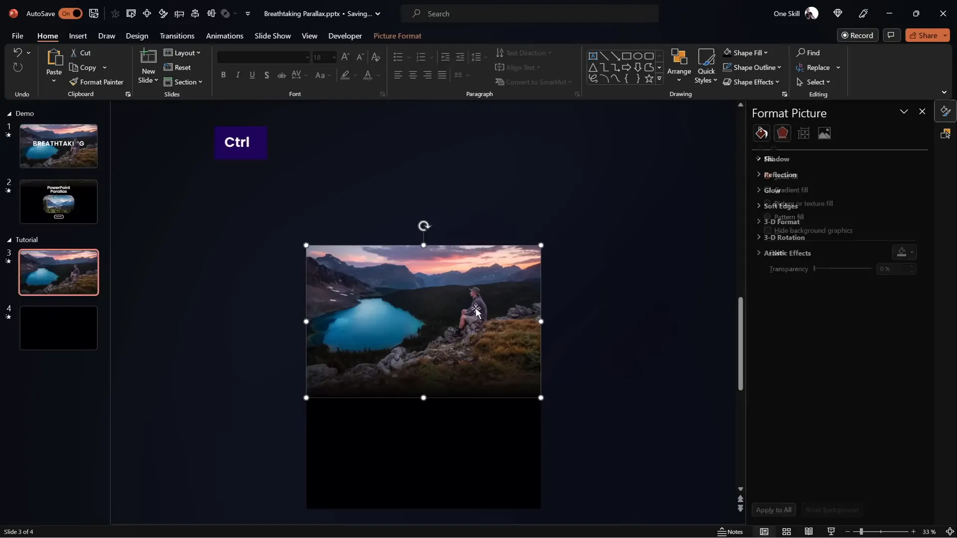 Applying gradient fill to black rectangle and grouping with foreground layer
