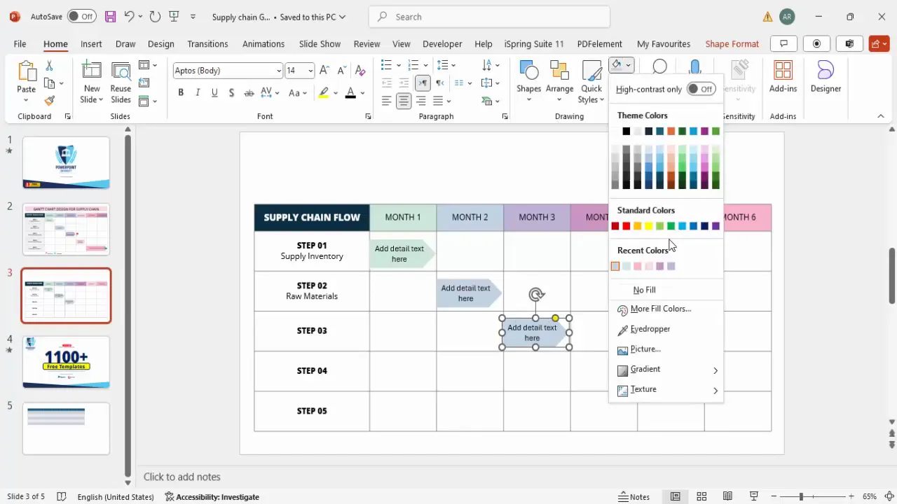Duplicating and recoloring arrows for each supply chain step