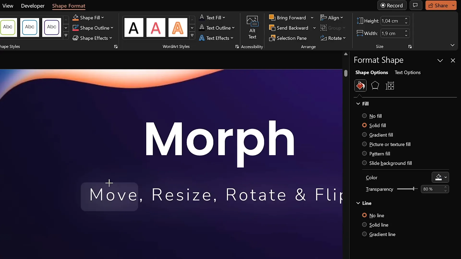 Semi-transparent rounded rectangle highlight animation