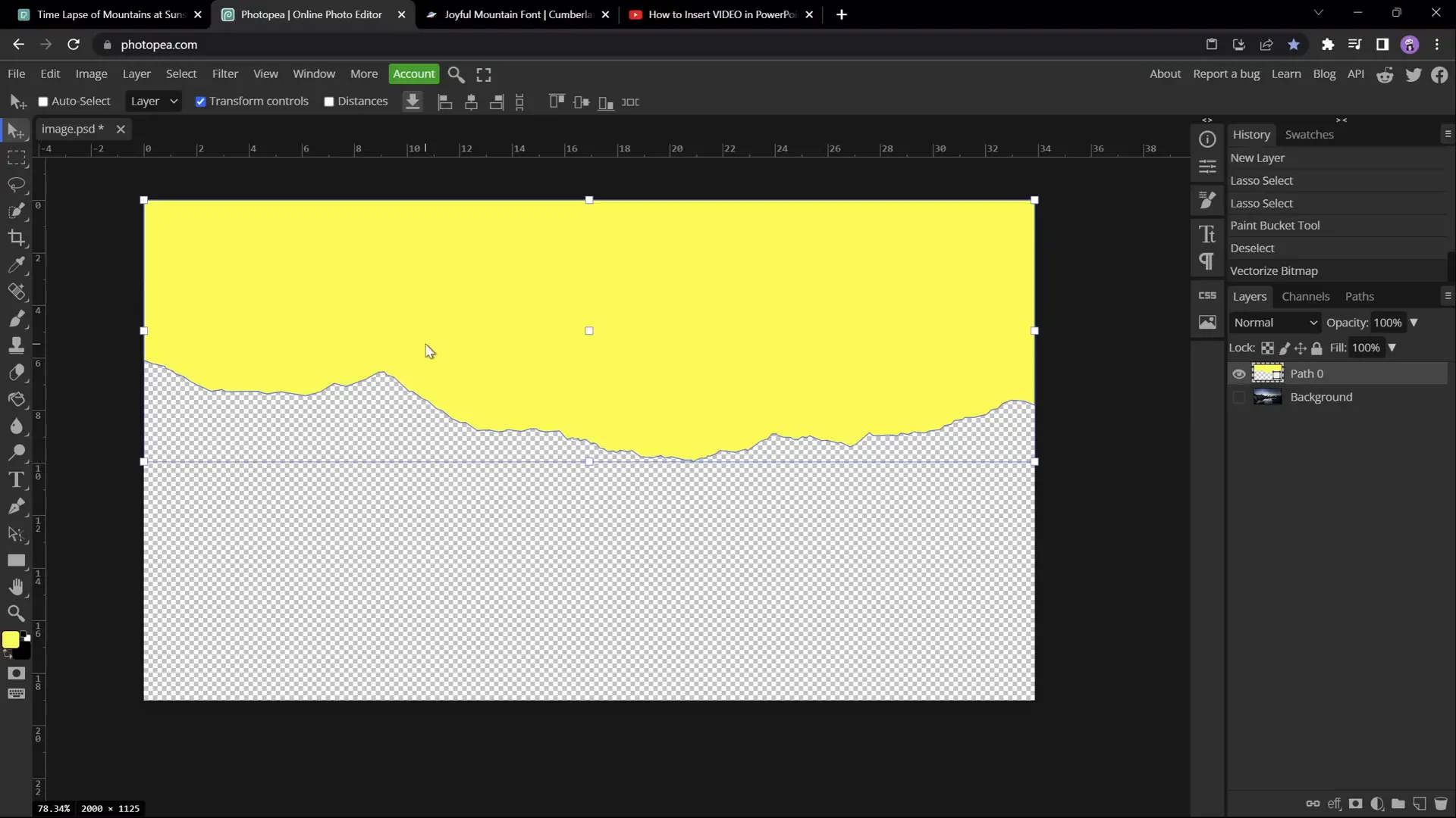 Sky vectorized into polygon shape in Photopea