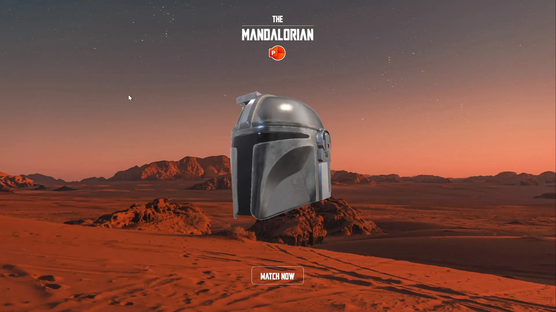 Mandalorian helmet following mouse cursor animation in PowerPoint