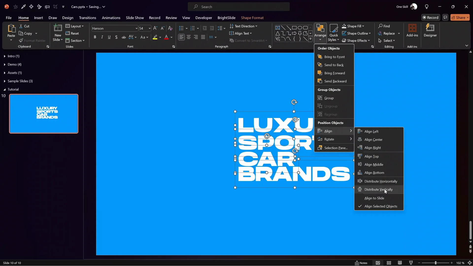Multiple text boxes for video title in PowerPoint