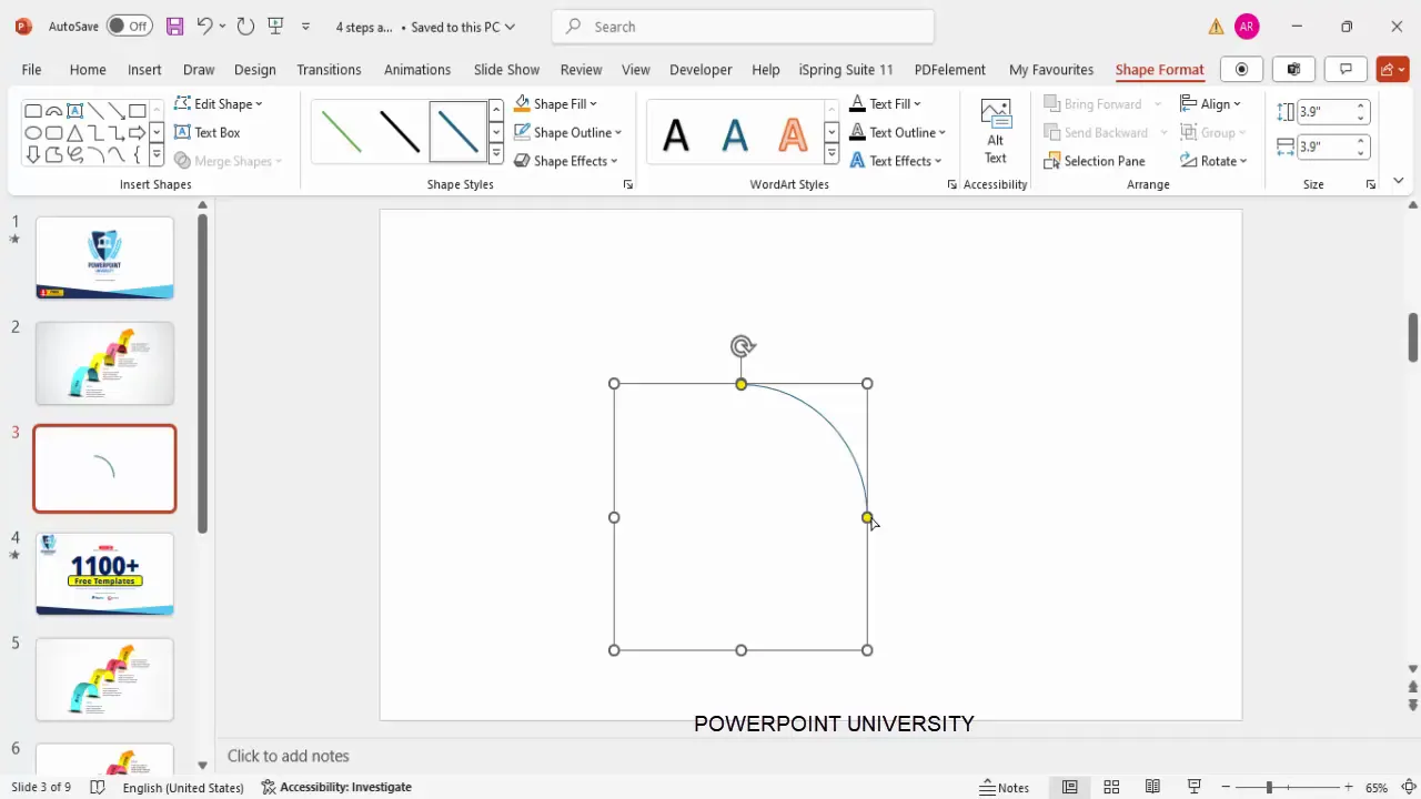 Drawing and adjusting the half-circle shape for arrow base