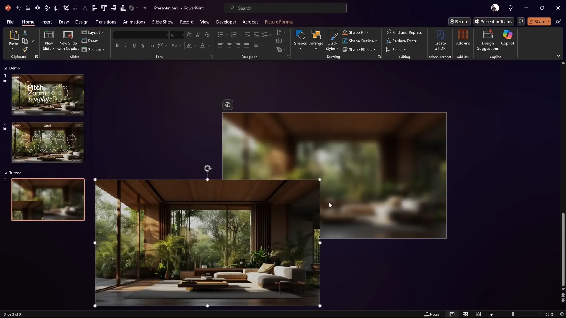 Blurred image set as slide background