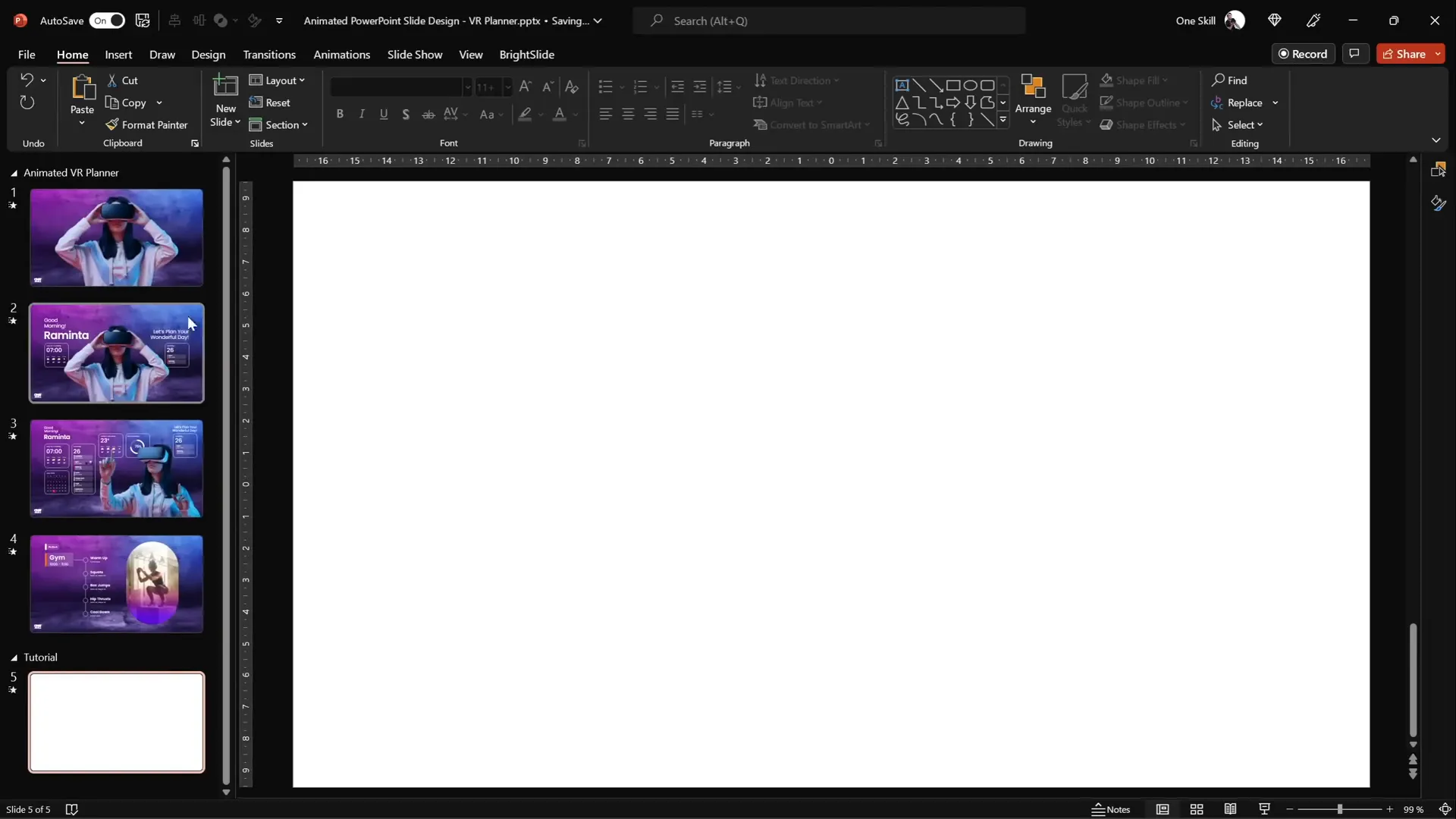 Inserting a new blank slide in PowerPoint