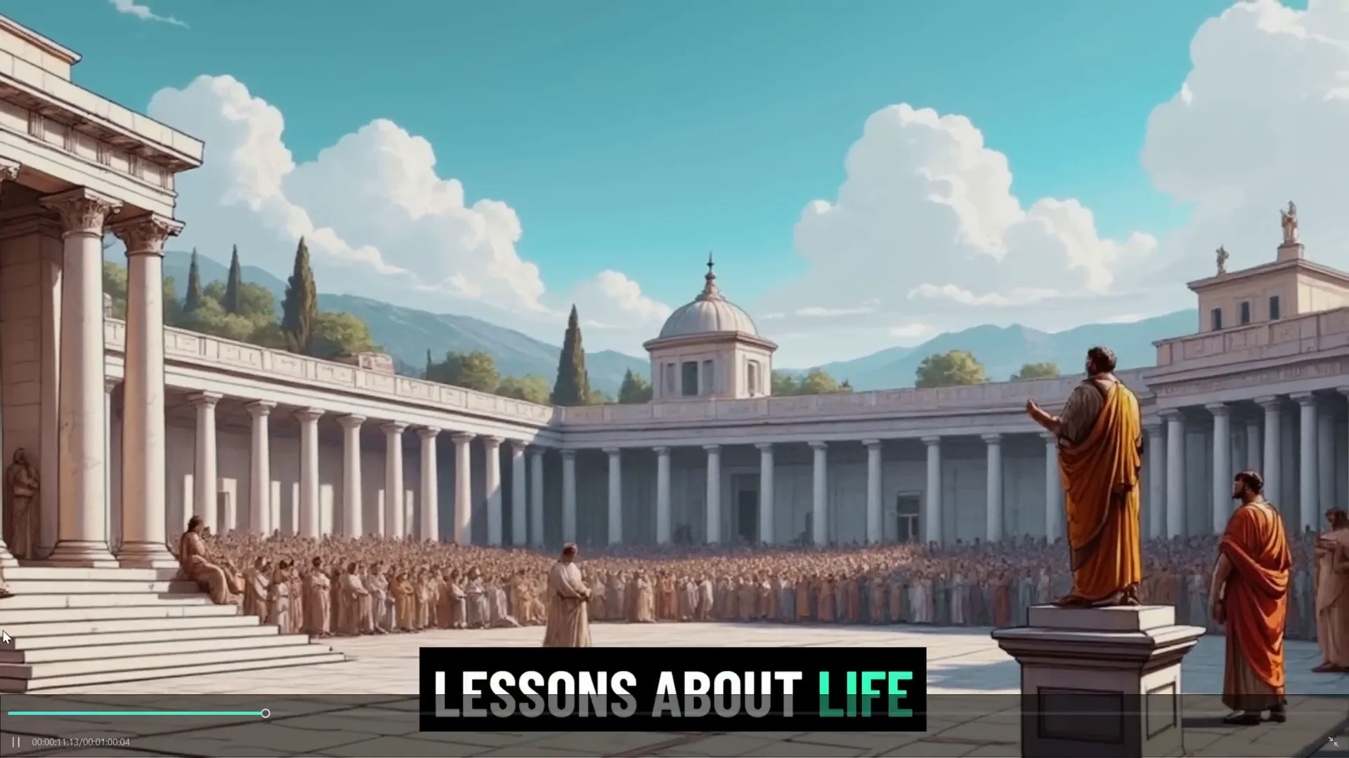 Filmora AI audio to video feature generating a history video