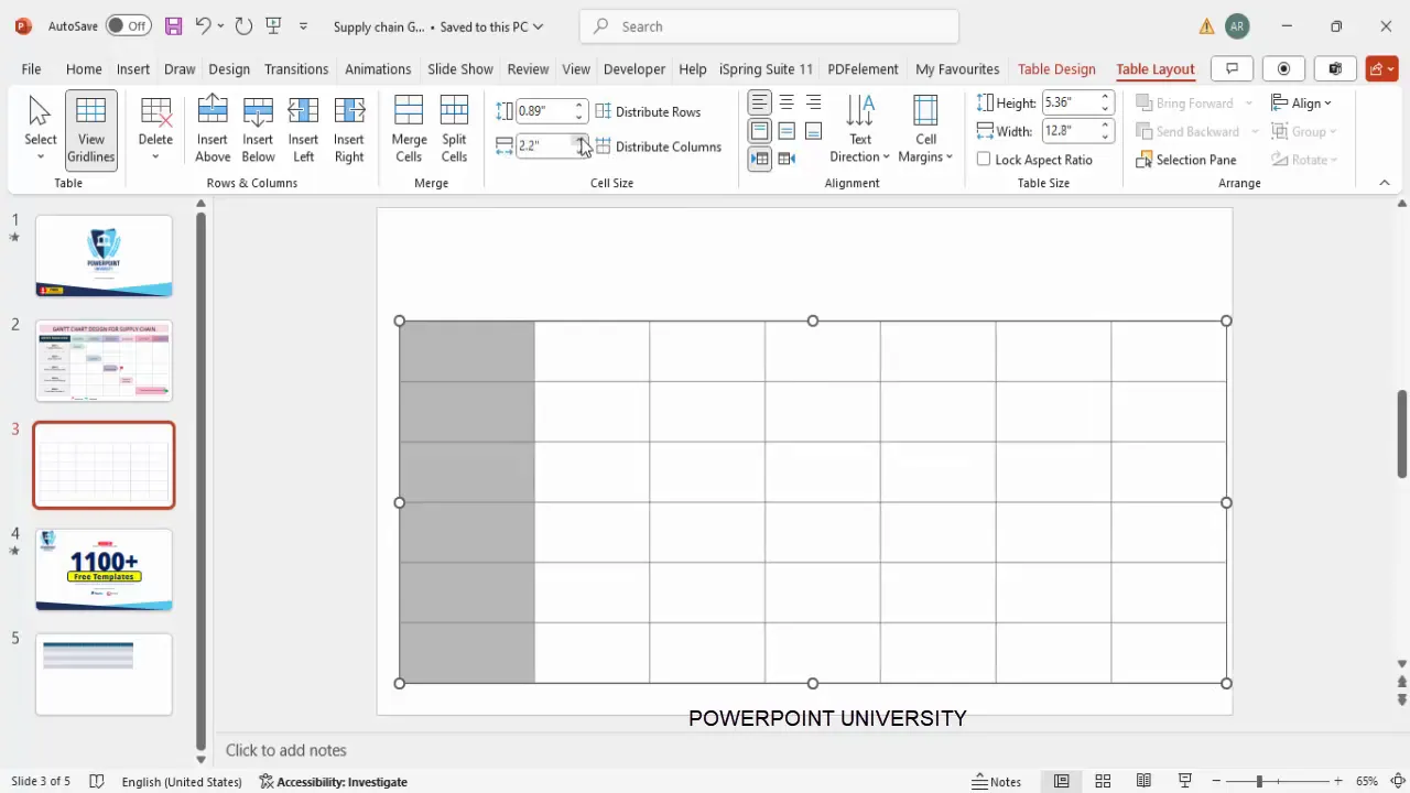 Adjusting first column width and first row height in table