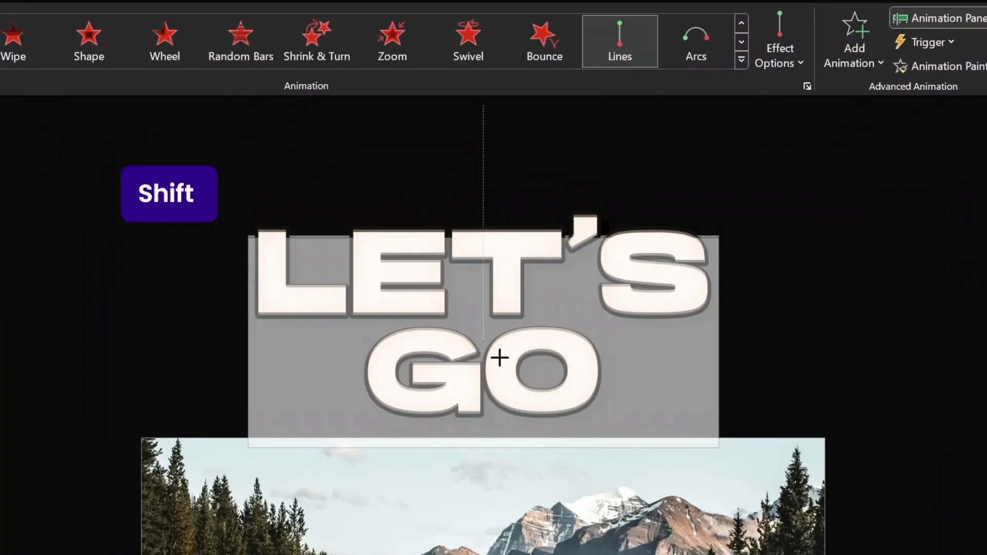 Animating slide title with motion path and zoom effects