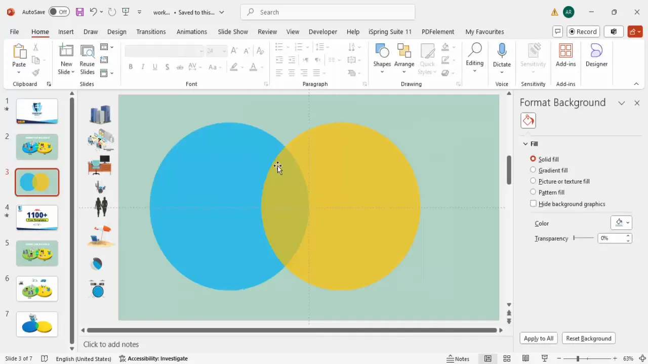 Two ovals with different colors for work and life