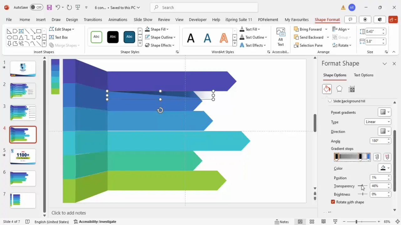 Right triangles with gradient fill applied as shadow effects