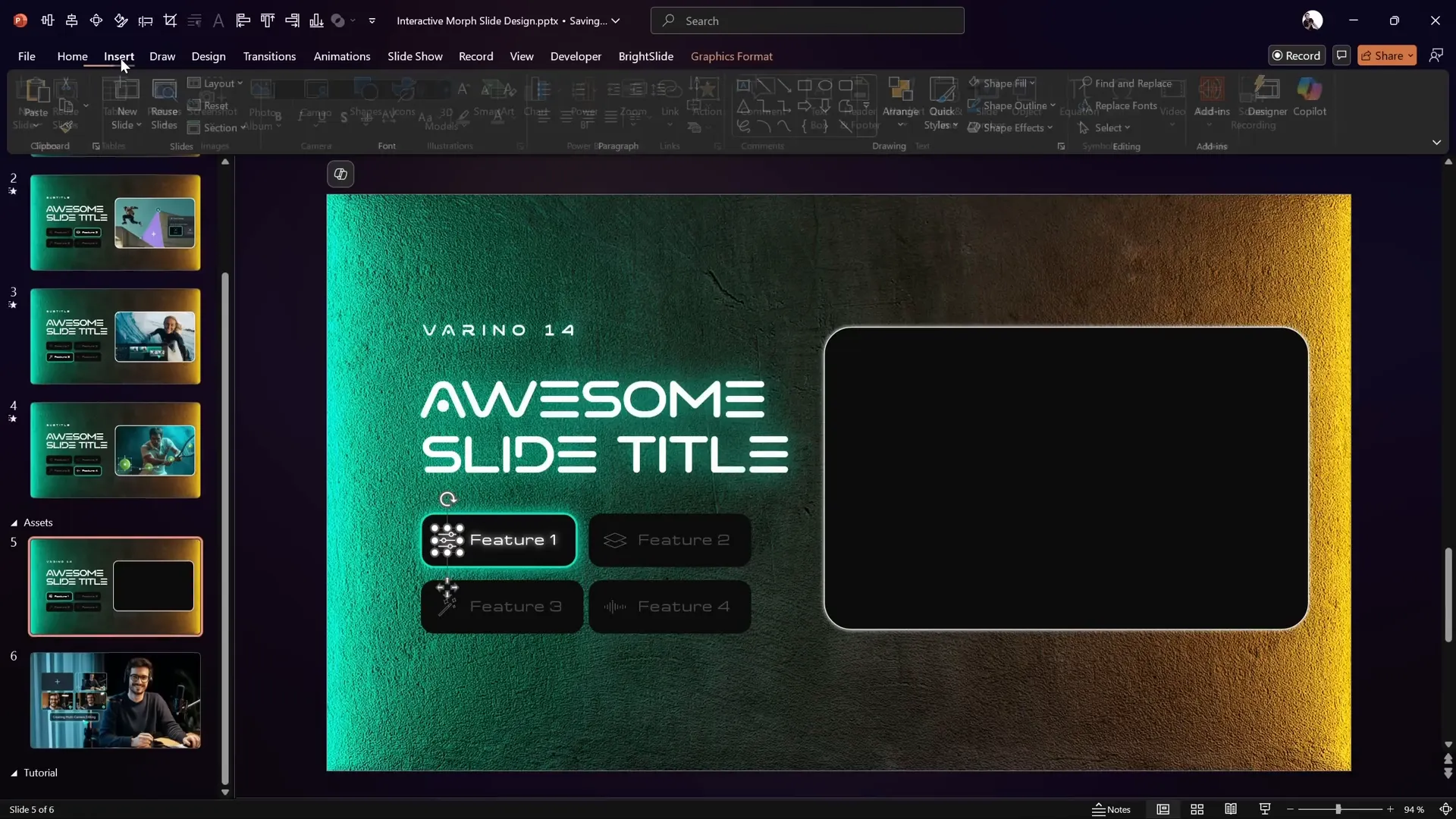 PowerPoint slide showing background, title, subtitle, and four interactive buttons