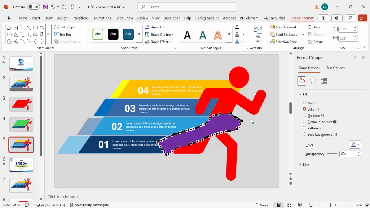 Ribbon shape added crossing the runner icon