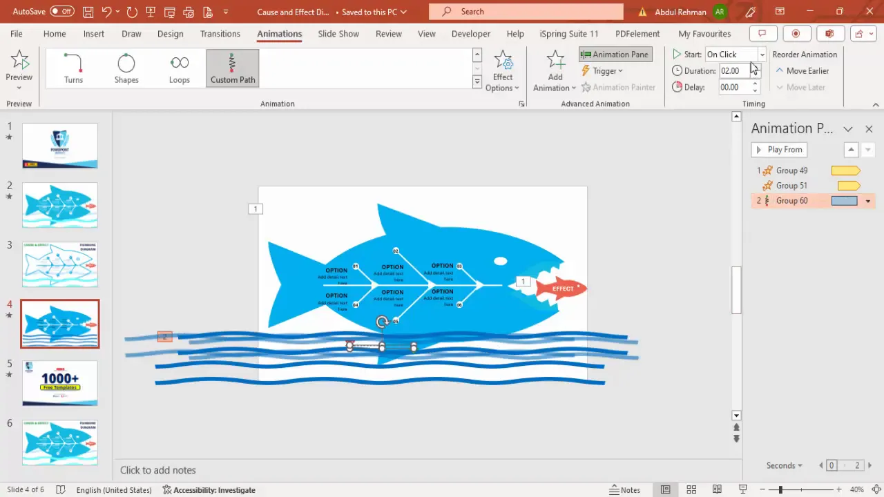Animating water shapes with custom path animation