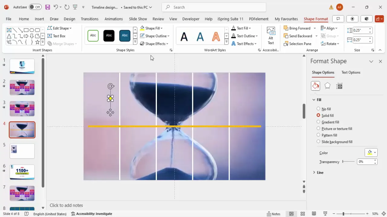 Adding oval shape markers to timeline blocks