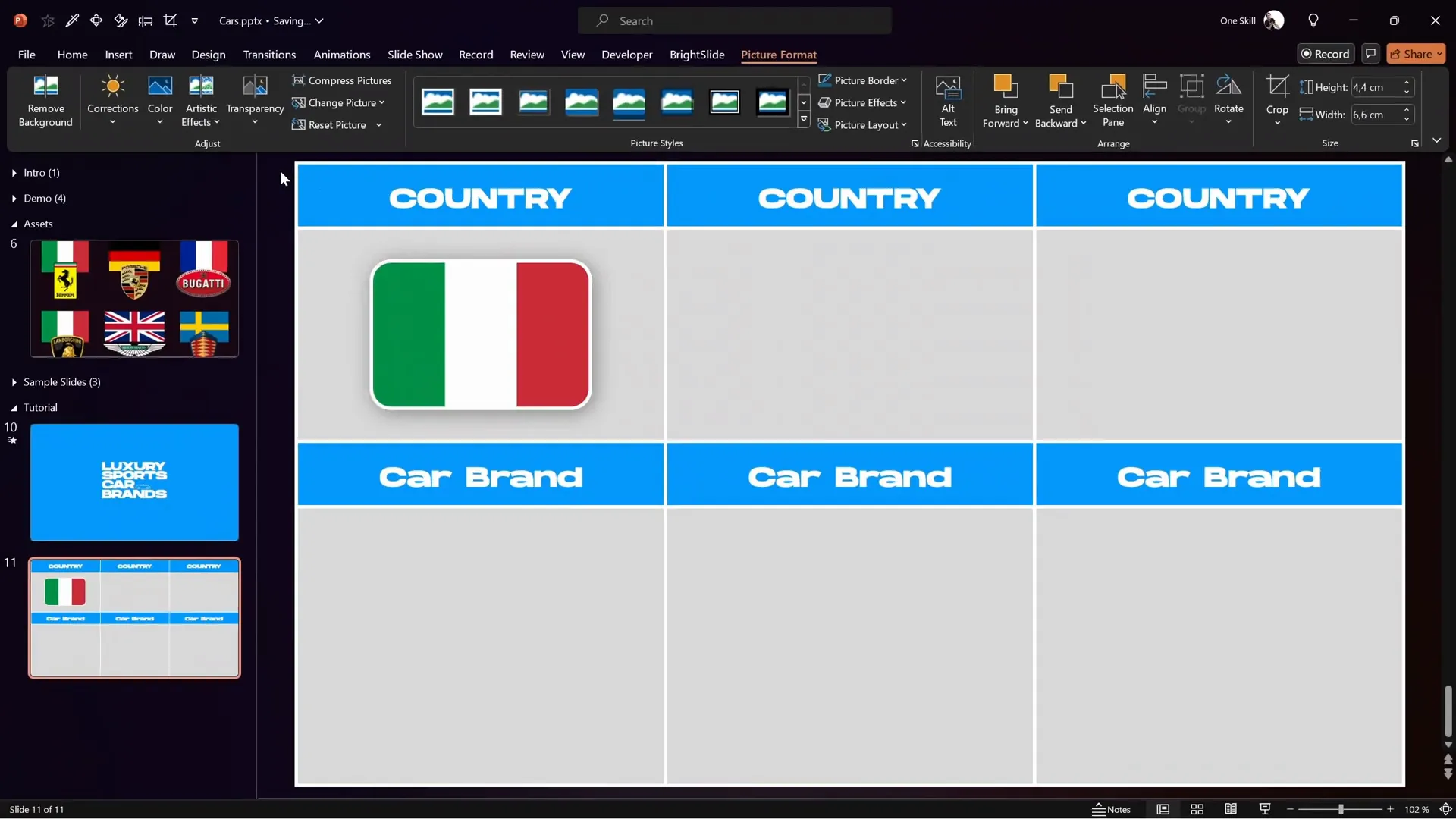 Country flag and car logo added with rounded rectangle crop and shadow
