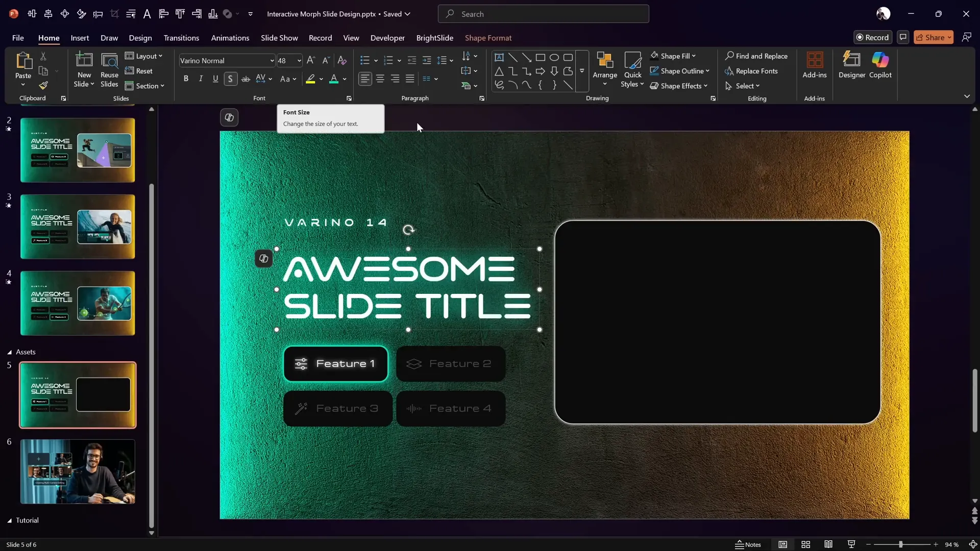 PowerPoint slide title with glowing text shadow effect