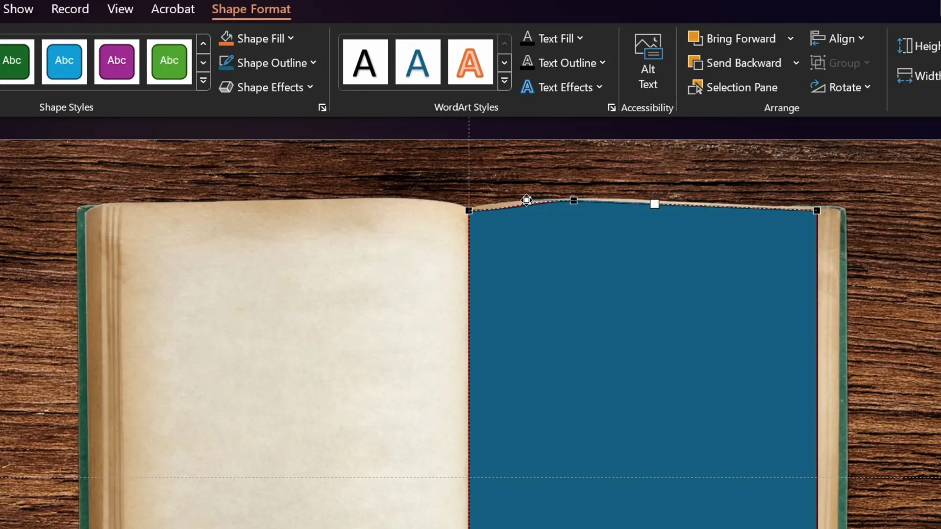 Editing points of rectangle to curve page shape