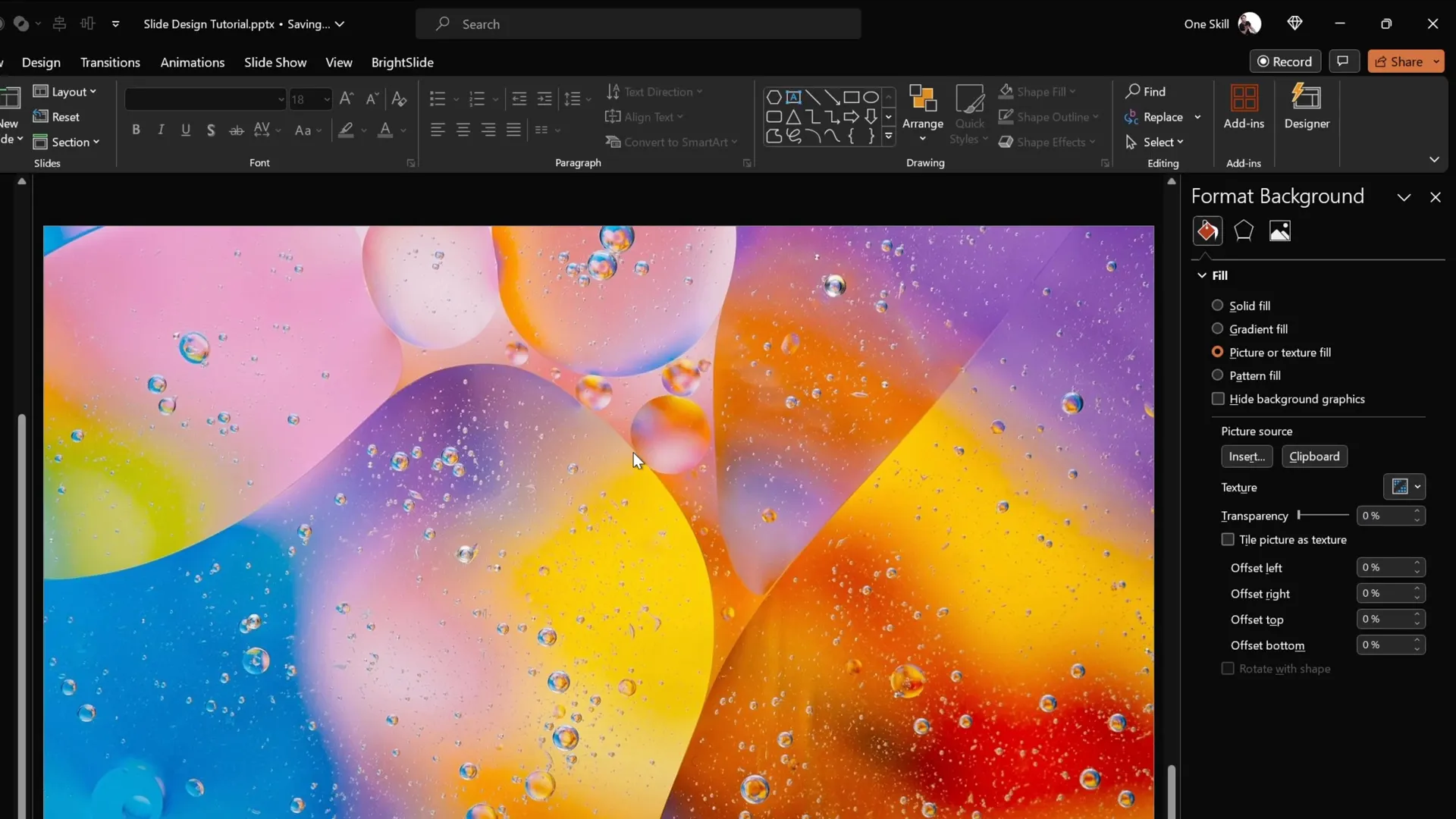 Setting a beautiful photo as slide background in PowerPoint