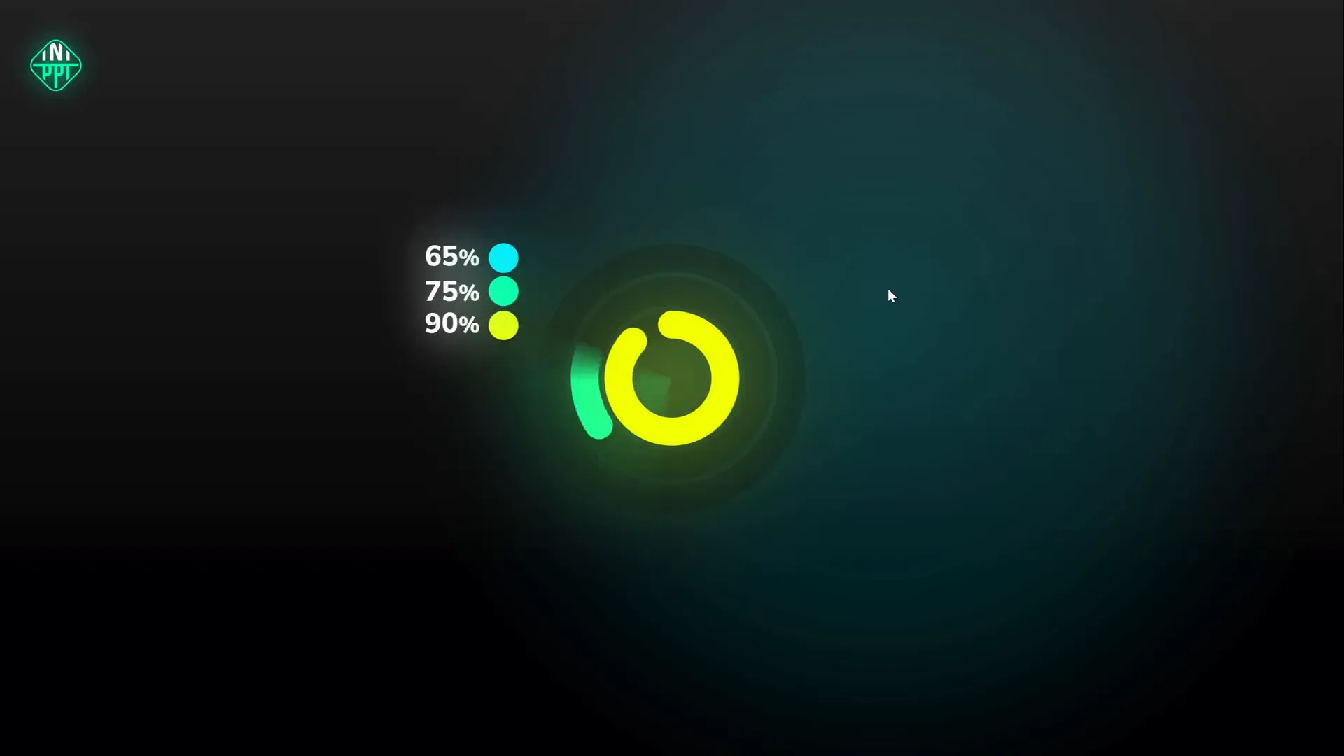 Spinning donut chart animation with wedge and spin effects