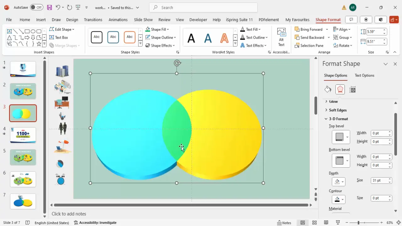 3D rotation and depth applied to ovals