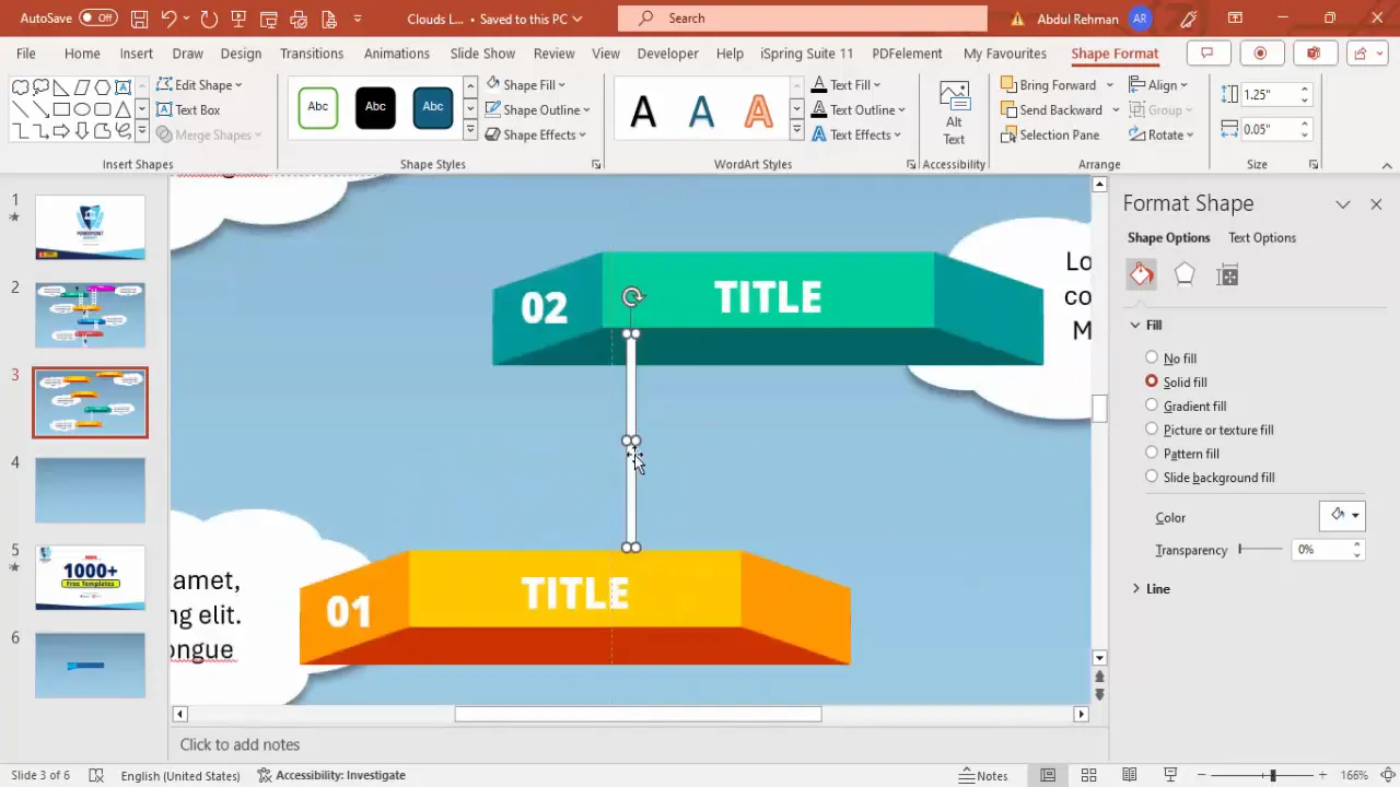 Creating and grouping ladder shapes with shadow effects
