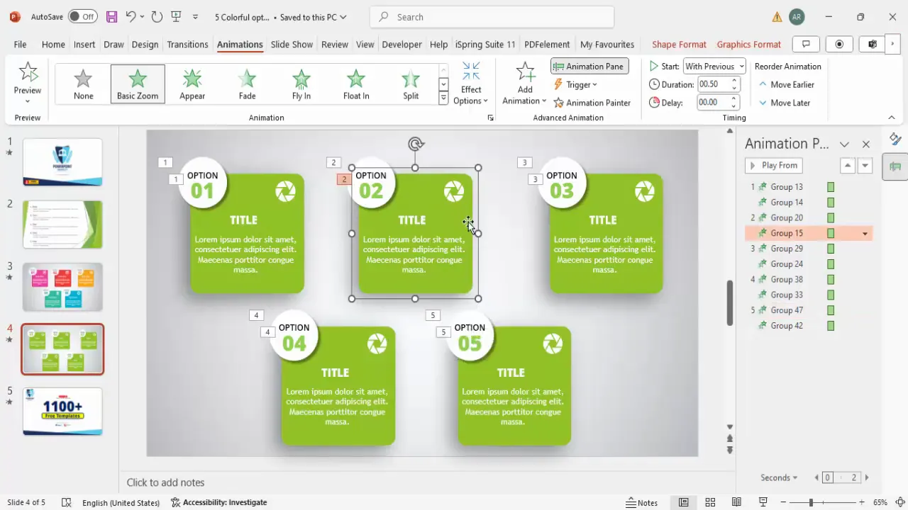 Duplicating and color coding option boxes