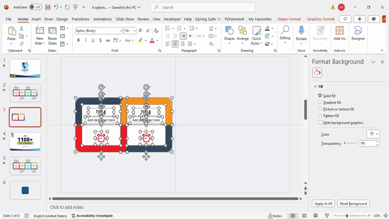 Duplicating and customizing color and icons for multiple options in PowerPoint