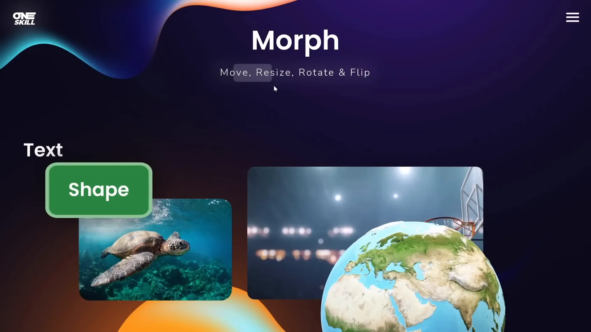 Resized objects smoothly animated with morph transition