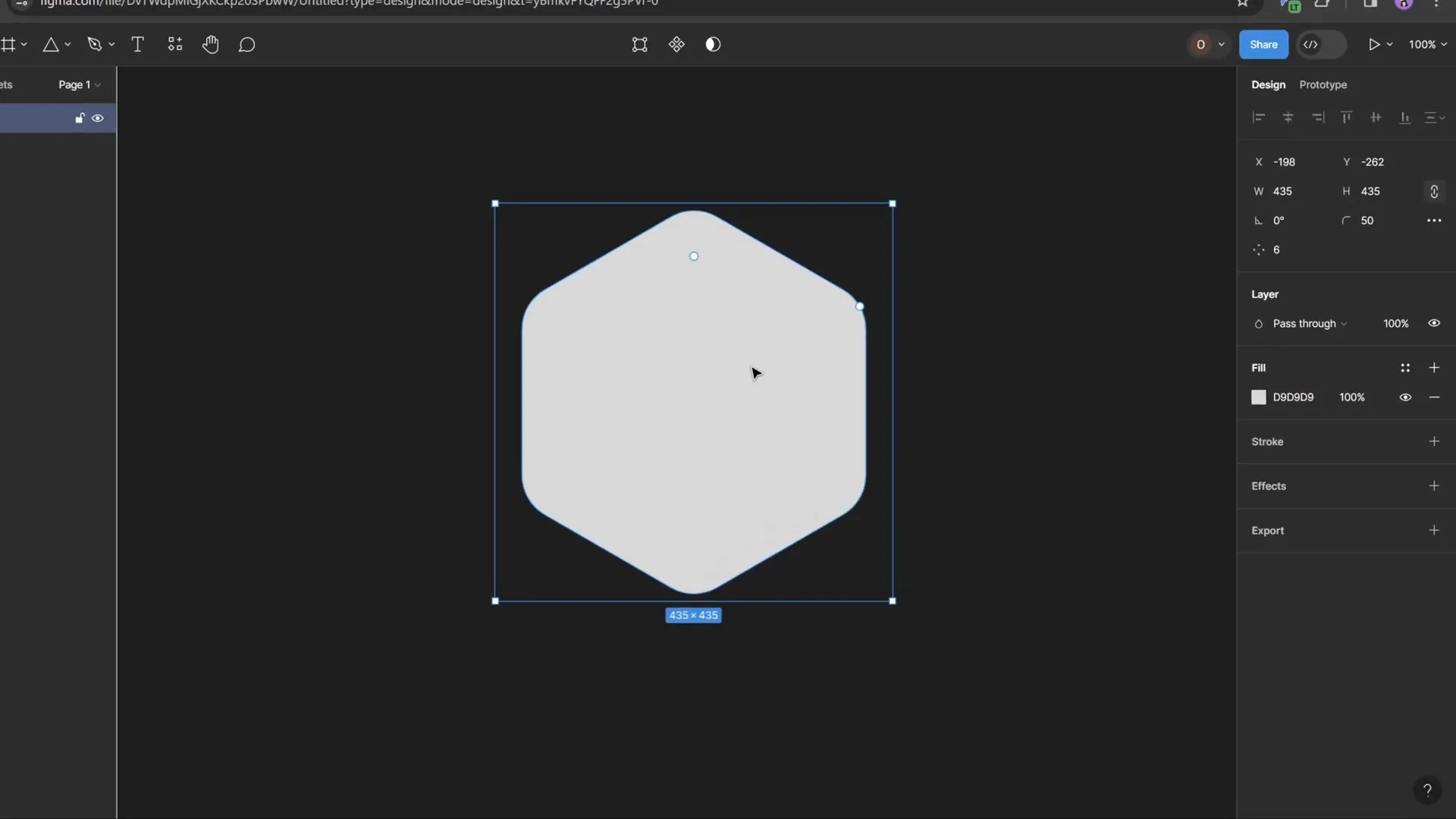 Creating rounded hexagon in Figma with polygon tool