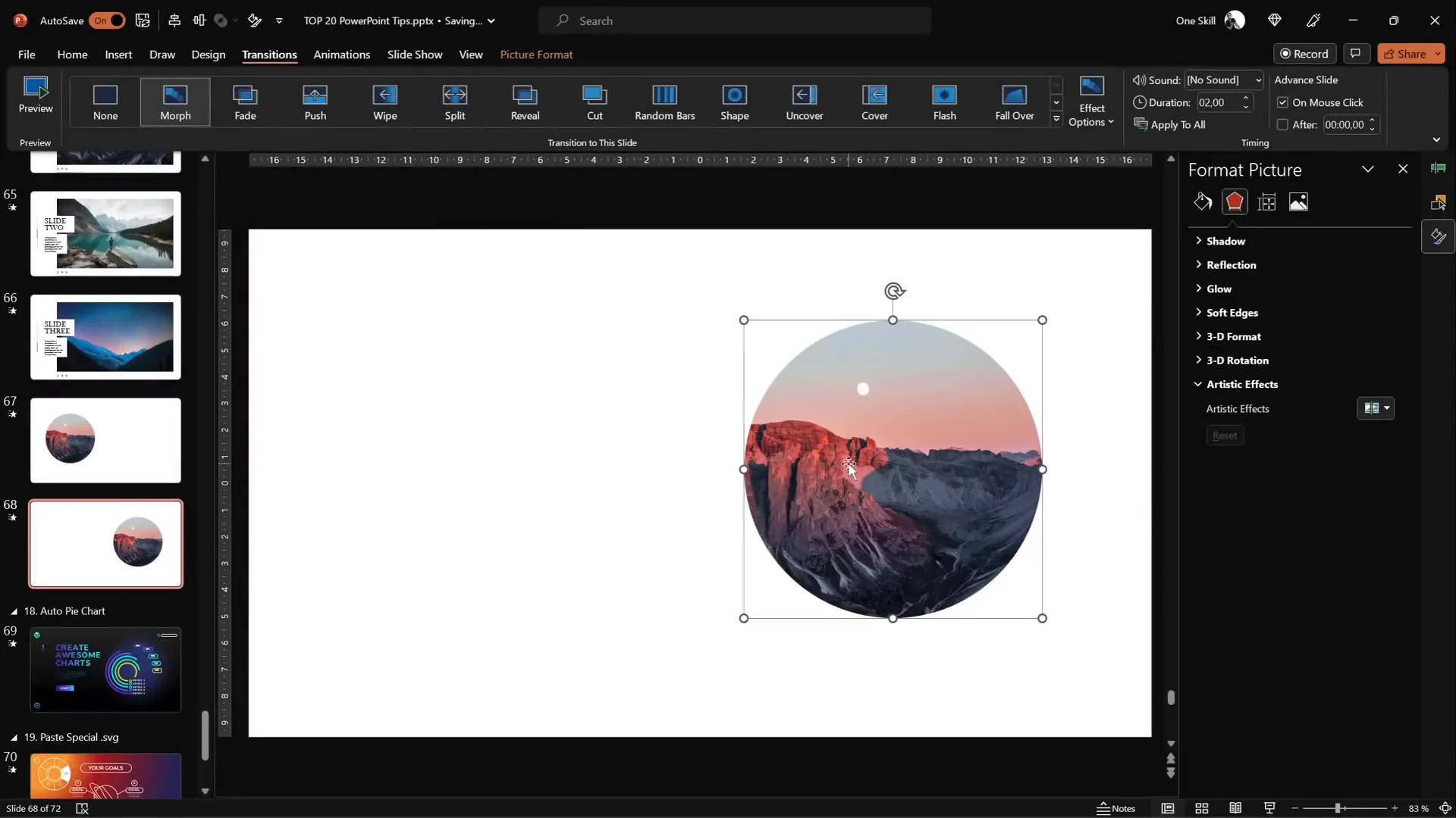 Using morph transition with cropped photos for zoom effect