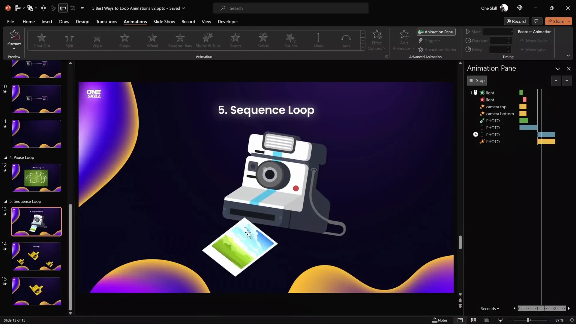 Polaroid camera flash animation sequence