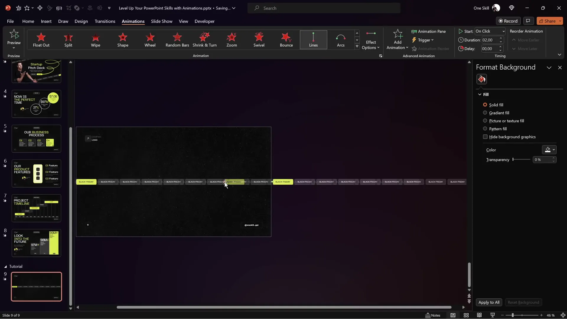Setting motion path animation to left with precise alignment